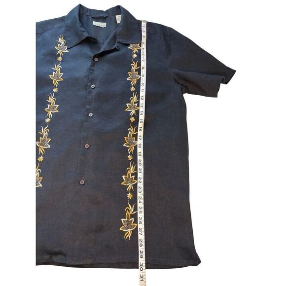 Visitor 100% linen black Hawaiian shirt - M - Picture 6 of 7